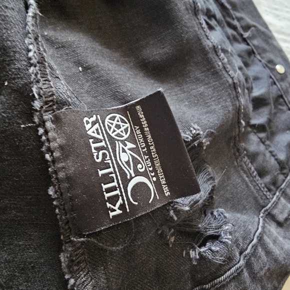 Killstar Black Denim Jacket with Faux Fur Detail - Picture 4 of 6